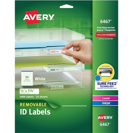 Avery Label, Removeable, 1/2X1.75 AVE6467